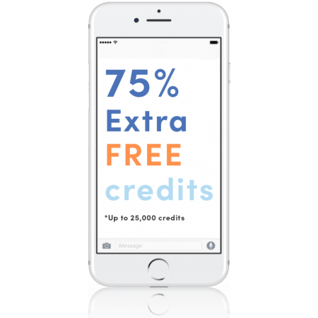 Text Global 75% Extra Free Credits